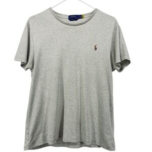 Polo Ralph Lauren Womens Size L T-Shirt Grey Custom Slim Fit Cotton Pony Logo